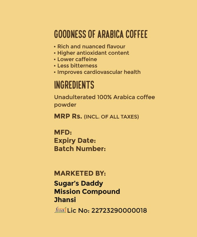 100% Arabica Coffee Powder - No Chicory mix - 200gms pack